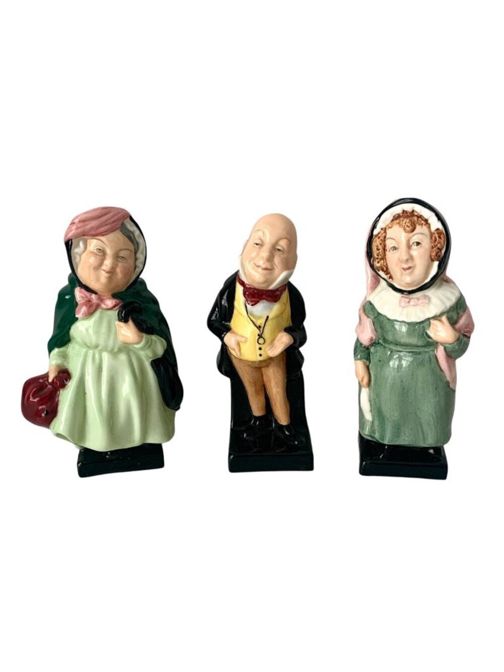 3 Royal Doulton Figurines Charles Dickens Series Bardell Gamp Micawber